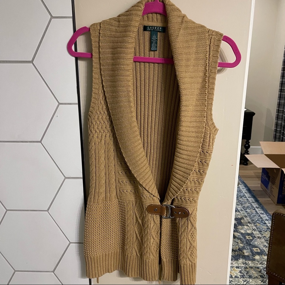 Lauren Ralph Lauren Tan Knit Vest